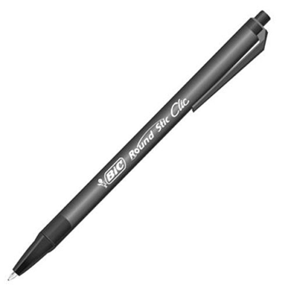 (NET) Bic Round Stic Clic Black Ballpoint Pen