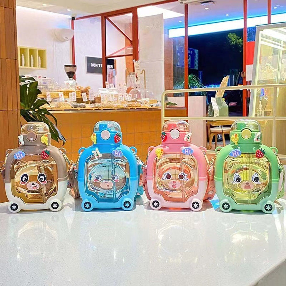 (NET) Cute Bear Design Double Wall Water Bottle 1 LGreen