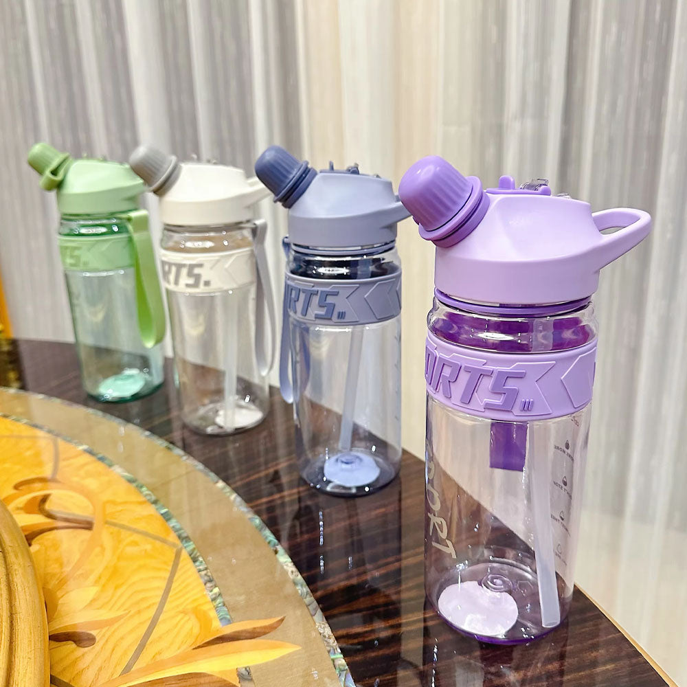 (NET) Double Drinking Way Sport Water Bottle With Silicone Bands 880 MLWhite