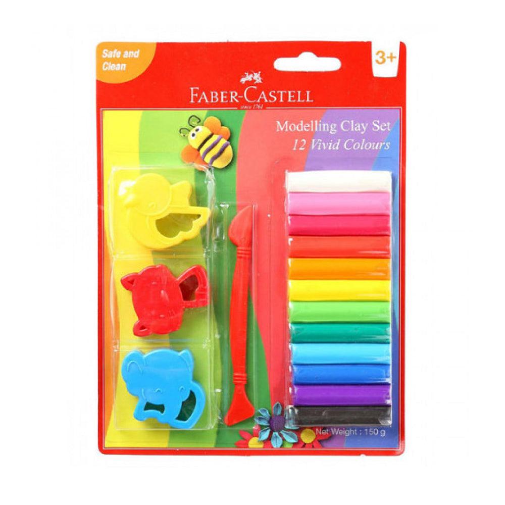 (NET) Faber Castell 12 Modeling Clay 150g  Blister With Jigsaw Tools