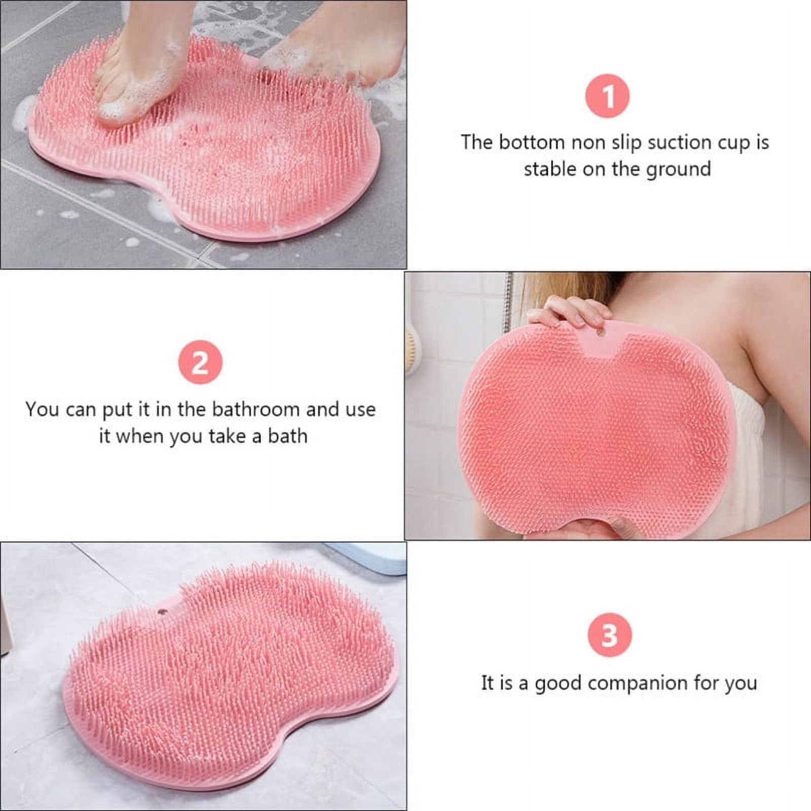 (NET) Foot Wash Brush Rub Back Sucker Brush Bathroom Tool Foot Massage Pad Shower Massage Non-slip Bath Pad Foot WashGrey