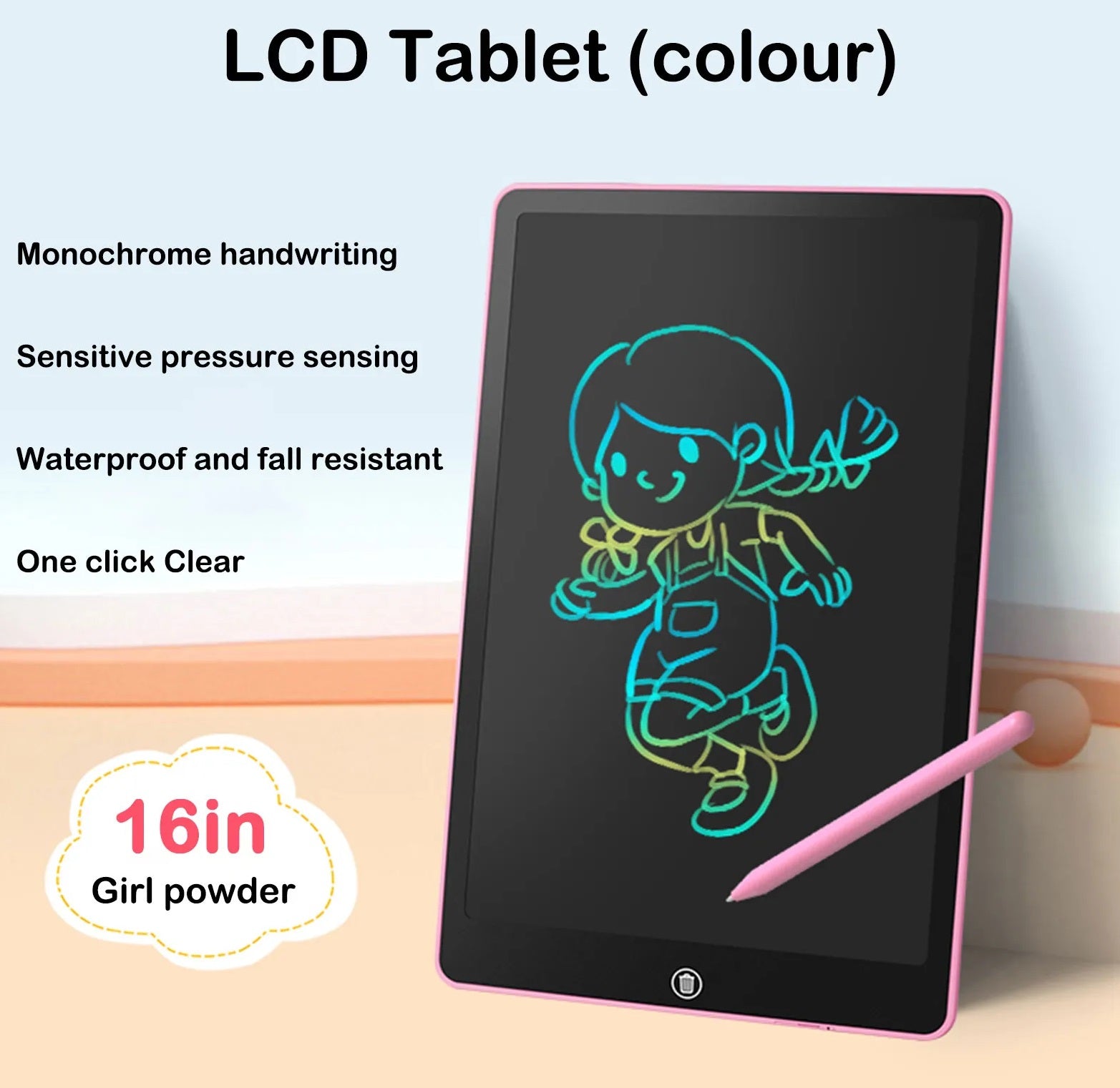 (NET) LCD Writing Tablet 16 Inch Digital Drawing Electronic Handwriting Pad / GZ-32/kc432-552Black