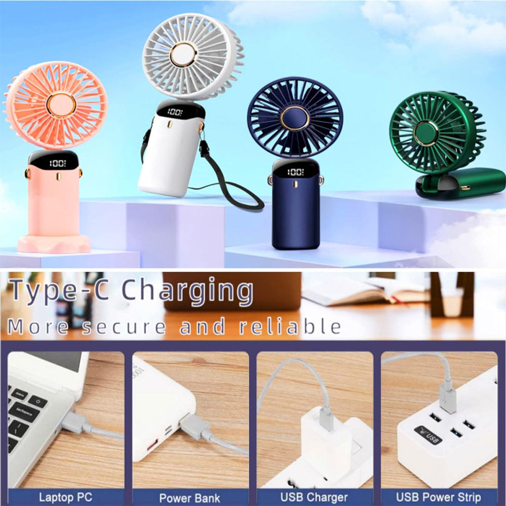 (NET) Mini Fan Portable Rechargeable Desktop UsbWhite