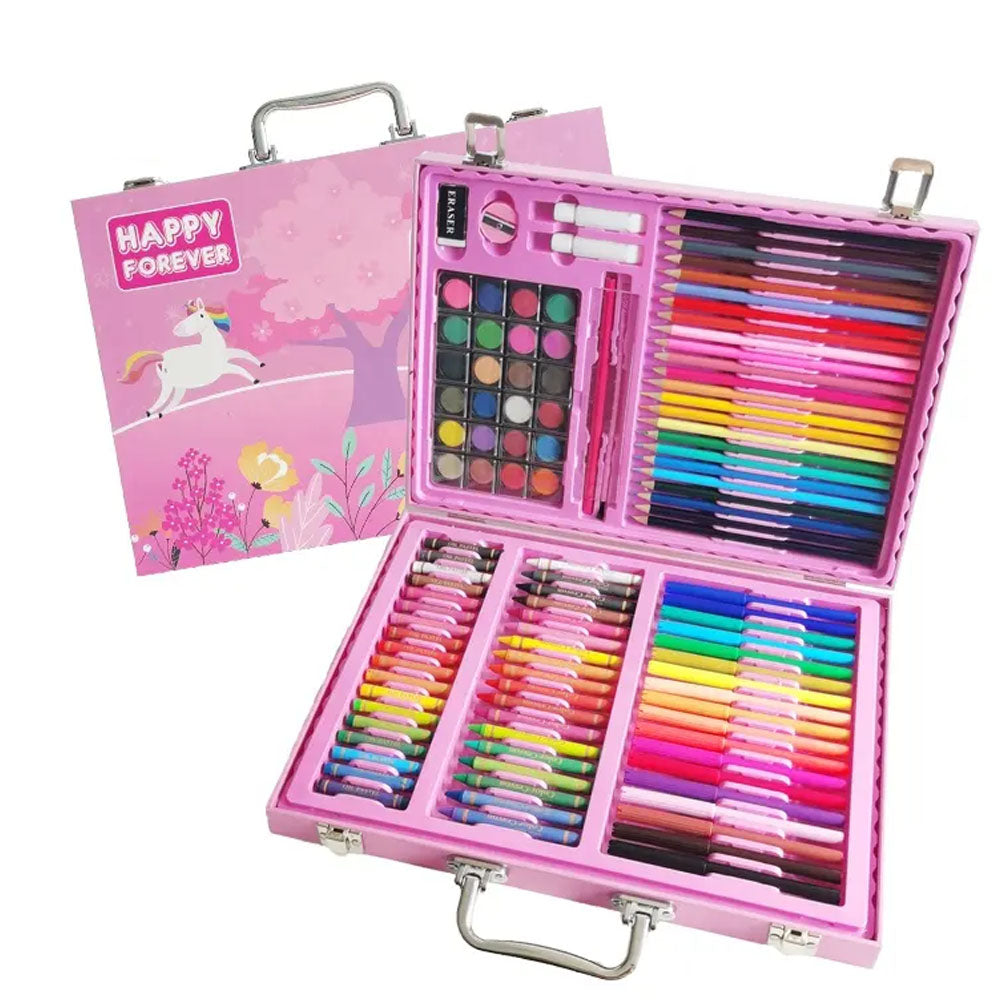 128 pcs  Professional Children's Art Set Wooden BoxPink
