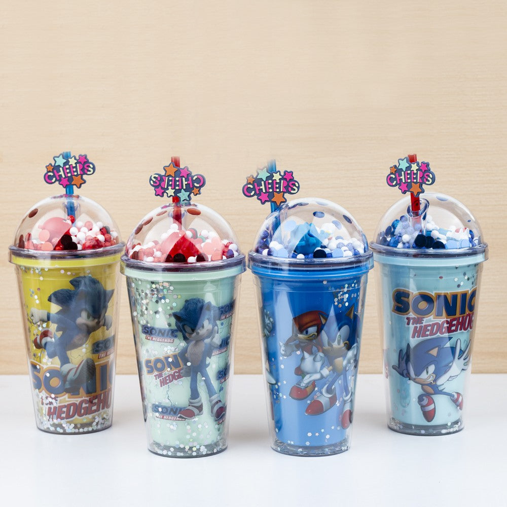 (NET) Plastic cup with straw for kids  450mlAqua
