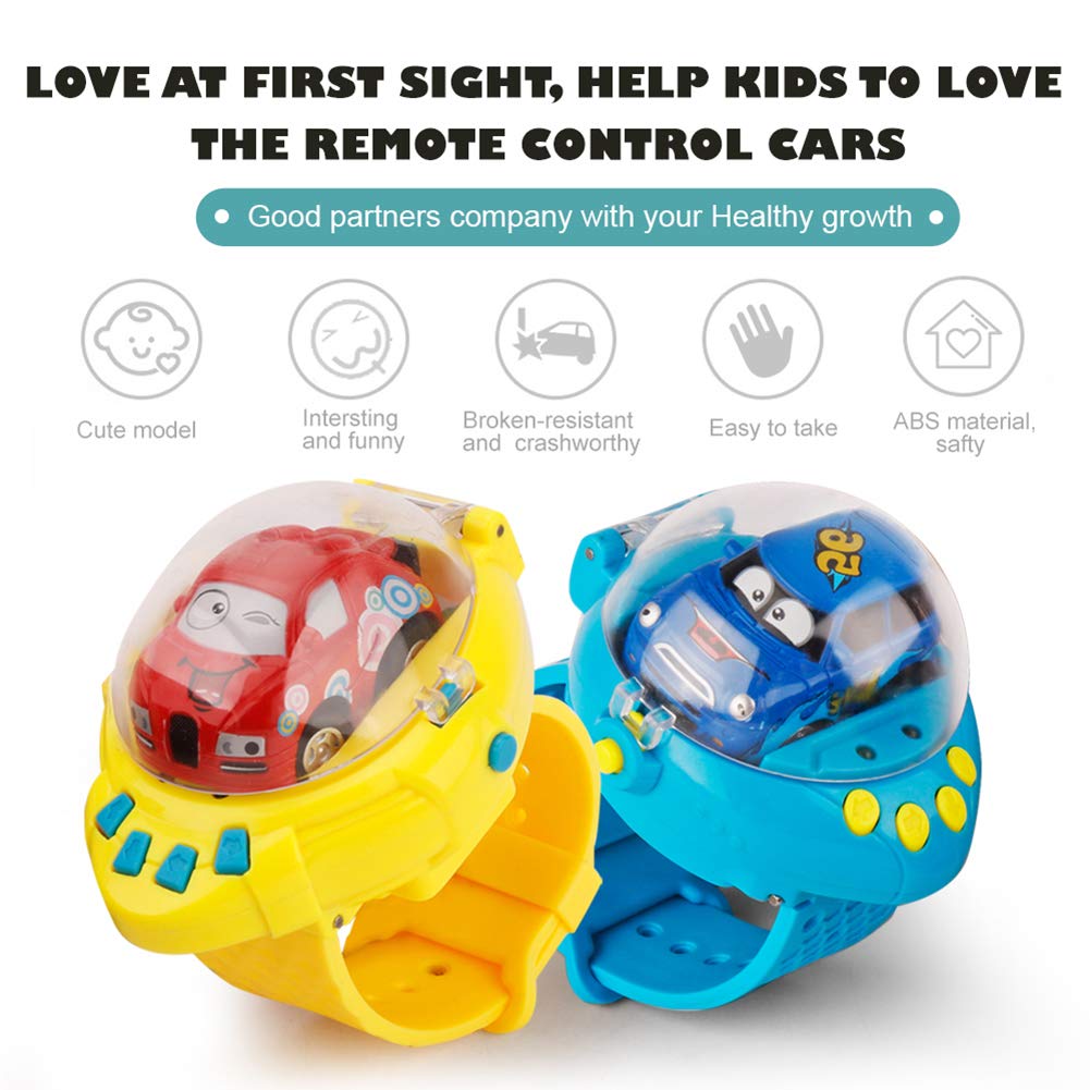 (NET) Remote Control, Creative Watch Gravity Sensor Mini Cartoon RC Car Model Kids ToyBlue