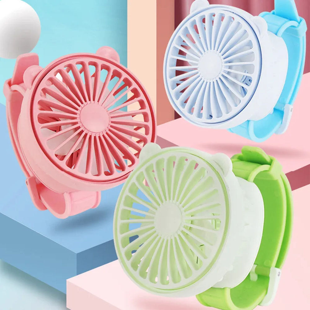 (NET) Small Portable Electric Wrist Fan Watch Creative BraceletLight Blue