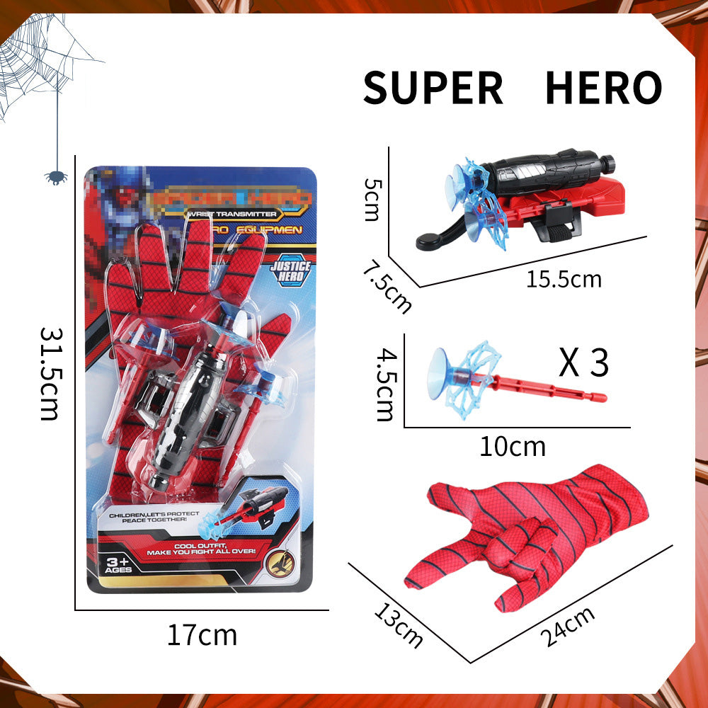 (NET)Spider Man Gloves Launcher Gun with 3 Soft Bullet Toy for Boys / 22FK216
