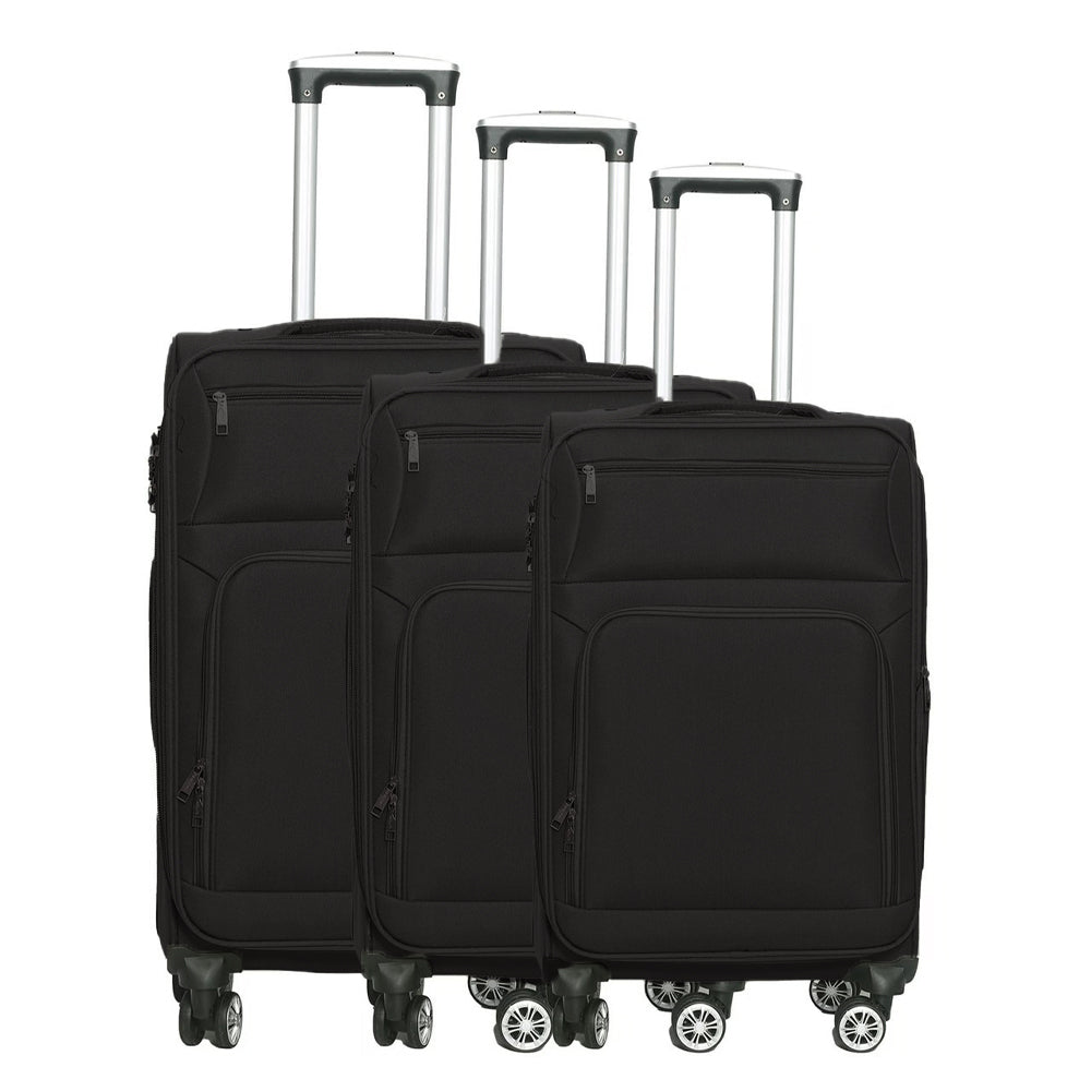 (NET) Travel trolley luggage suitcase 3 pcs / YP777Black