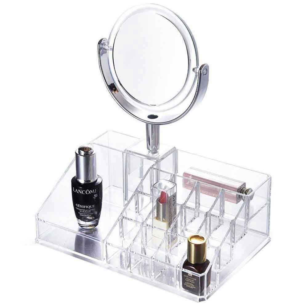 Acrylic Cosmetic Makeup Organizer with Makeup Mirror