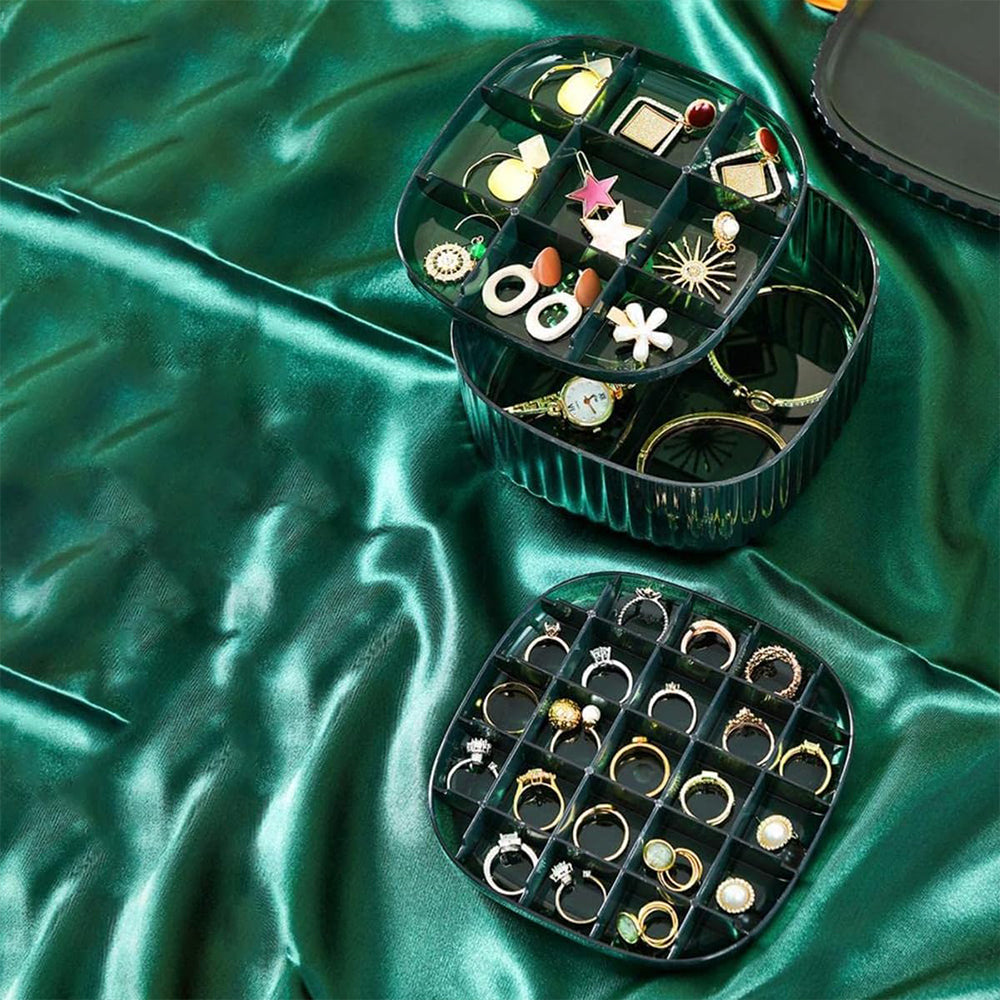 Acrylic Jewelry Organizer Storage Box Display Case Travel Earring 3 Layers / LD-1003Green