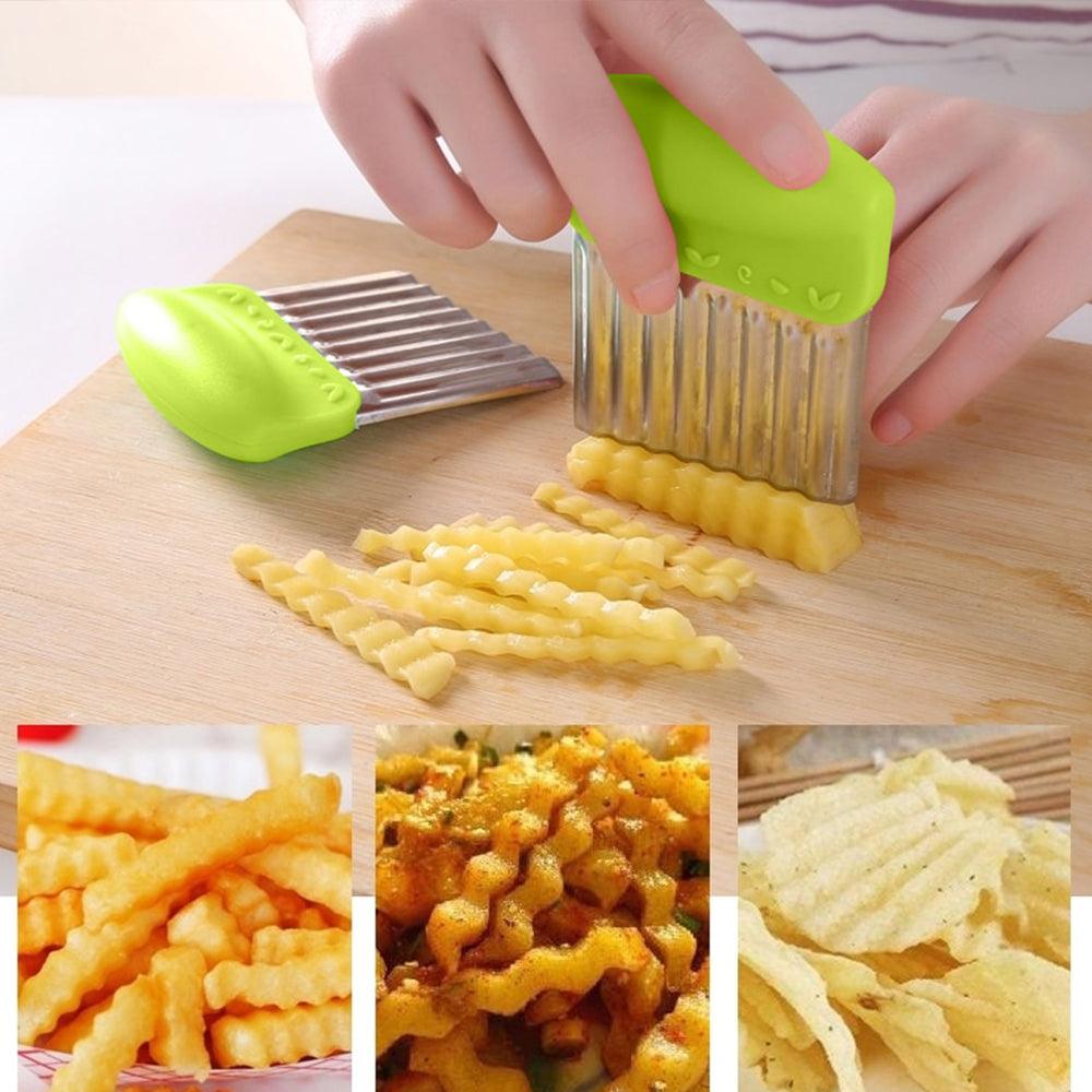 Stainless Steel Vegetable and Potato Wavy Cutter Slicer / KC-122 / YCJ-8017 / 2211030001228Green