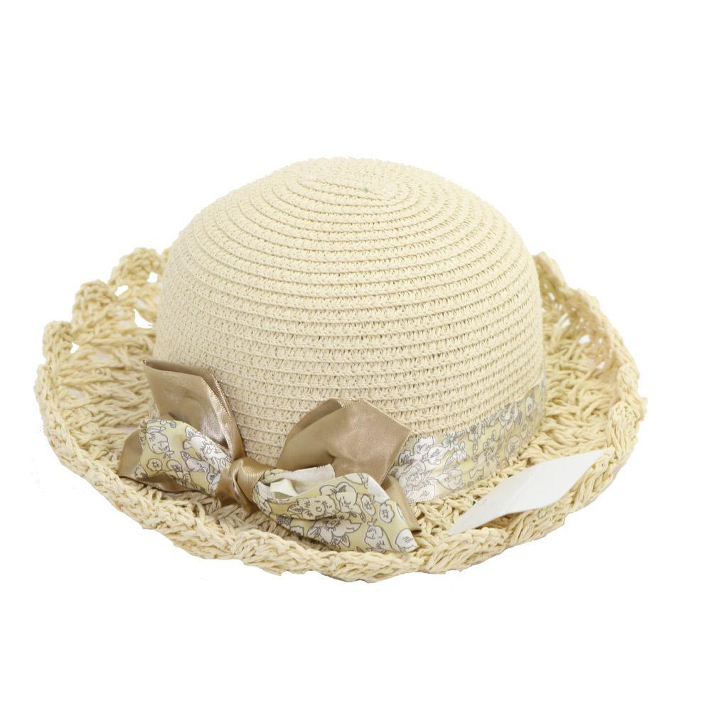 Straw Bow Deigned Hat E-239Beige
