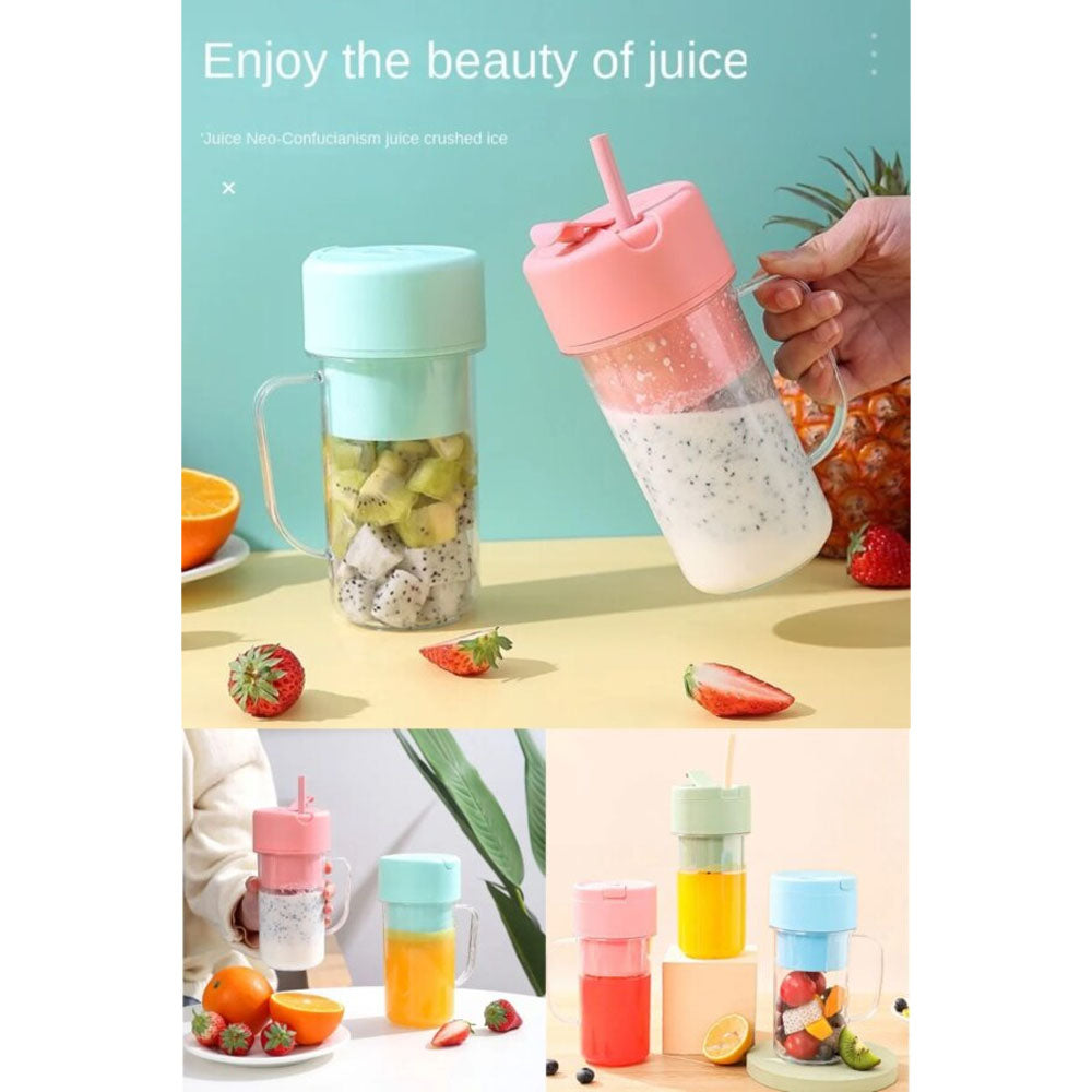 Straw Type, Juicing Cup, Portable Mini Juicer Straw Cup USB Rechargeable Electric Juicer Fruit Milkshake Blender / HS-08Aqua