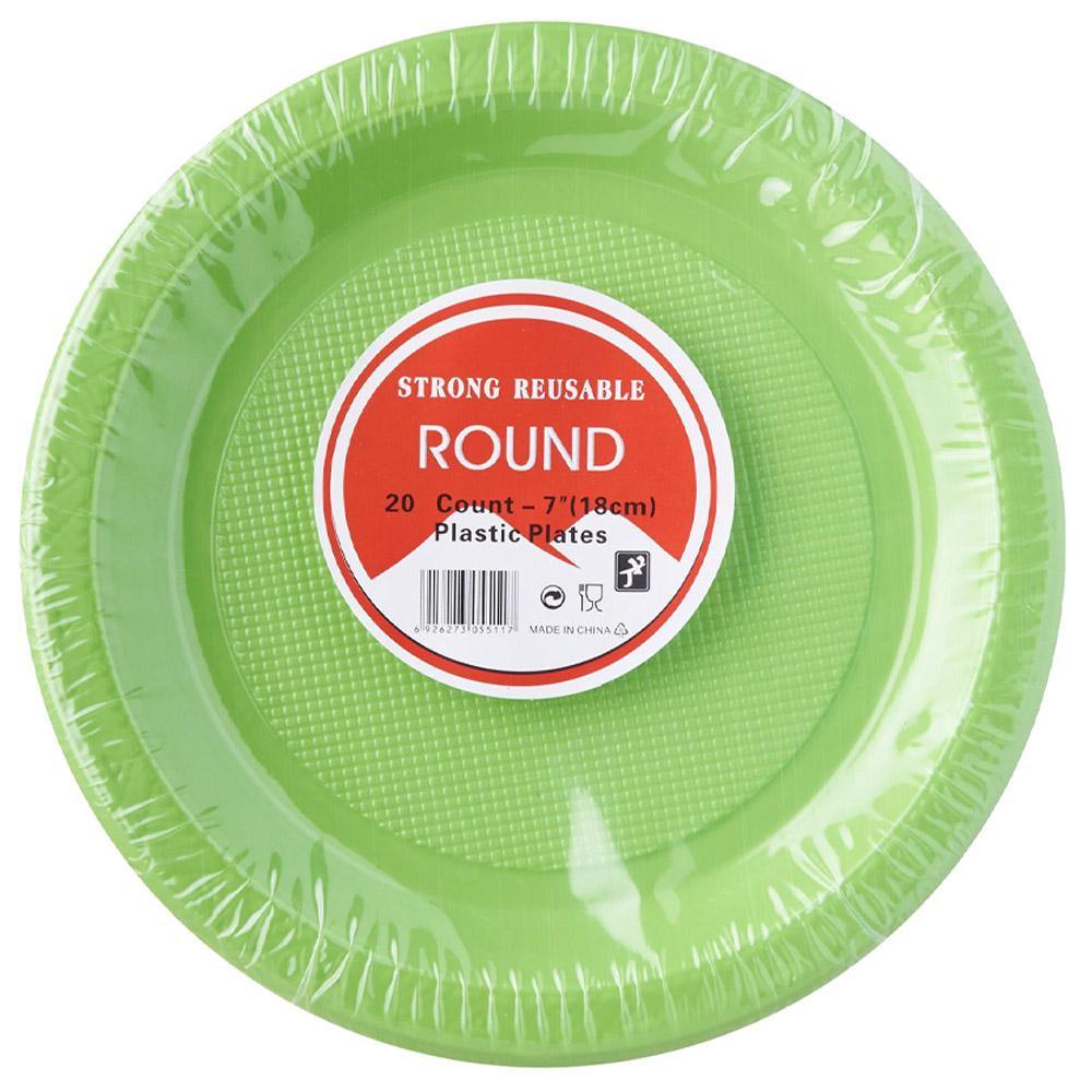 Strong Round Plastic Plates (20 Pcs) / H-912Green