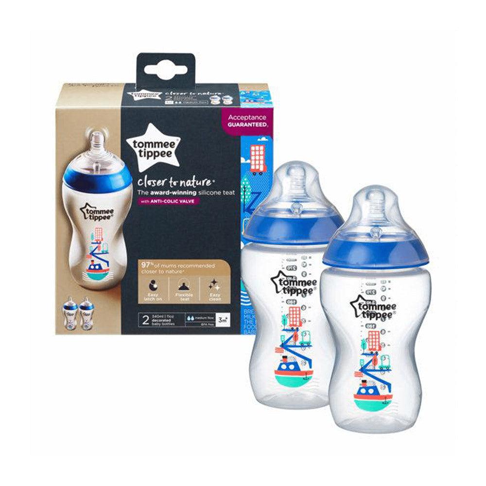 Tommee Tippee Decorated Feeding Bottles  2 x 340 ml / 226211Blue