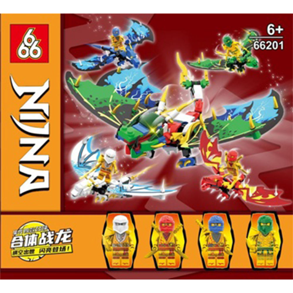 Tornado Gyro: Thunder Ninjas Lego Set - 4 Heroic Ninja CharactersYellow Red