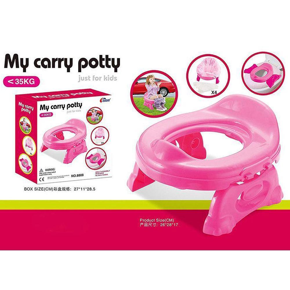 Travel Potty Cum Toilet Trainer for Infants with Seat Liners Potty Seat - My Carry PottyFuchsia