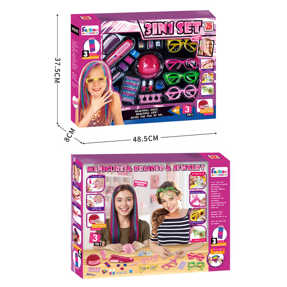 Ultimate 3-in-1 DIY Manicure, Braiding, and Jewelry Set - Unleash Your Creative Style