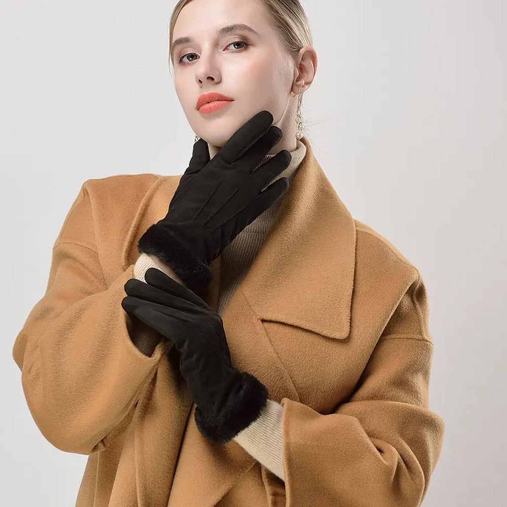 Women's Warm Winter Gloves - Stylish and WindproofBlack