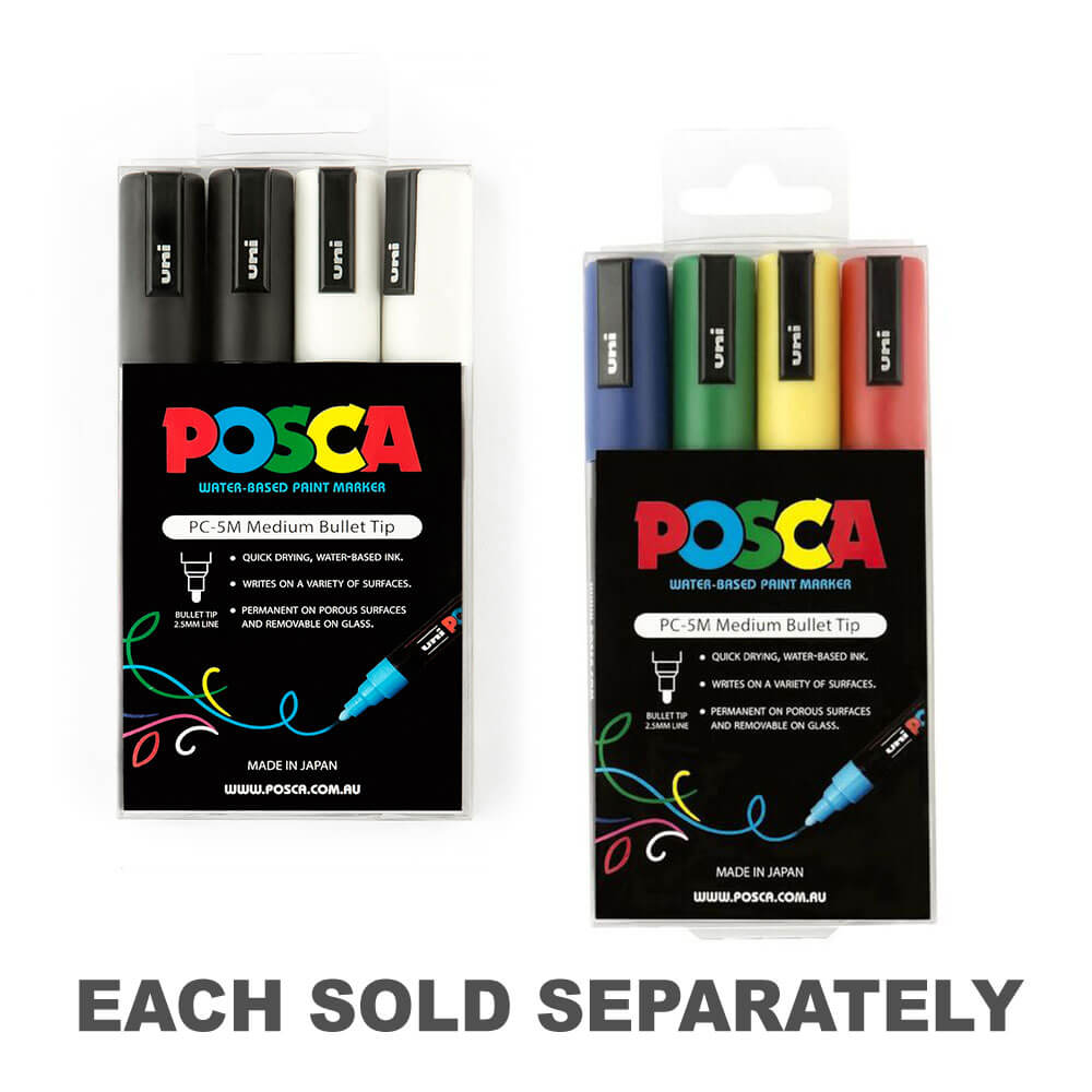 Uni Posca 2.5mm Tip Marker Assorted (4pk)Assorted