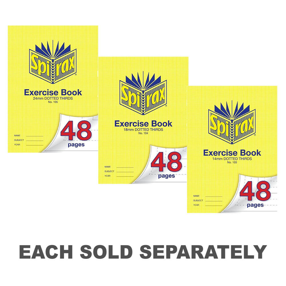 Spirax A4 Dotted Thirds 48-Page Exercise Book 20pk14mm